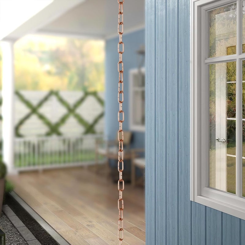 Monarch Rain Chains Aluminum Traditional Link Rain Chain, 8.5 ft Powder Coated with Brushed Copper Finish Aluminum Decorative Rain Catcher Chain for Gutters, Aluminum Rain Gutter Replacement Downspout - Image 4