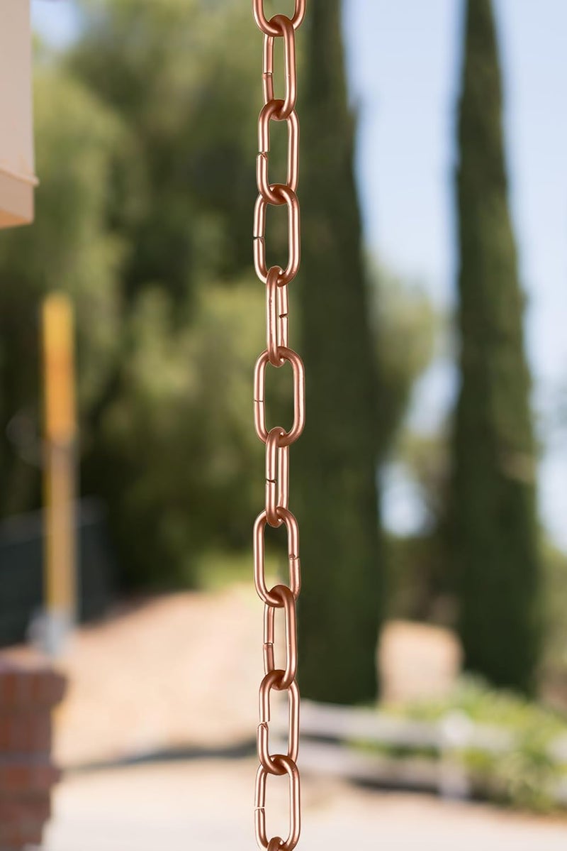 Monarch Rain Chains Aluminum Traditional Link Rain Chain, 8.5 ft Powder Coated with Brushed Copper Finish Aluminum Decorative Rain Catcher Chain for Gutters, Aluminum Rain Gutter Replacement Downspout - Image 3