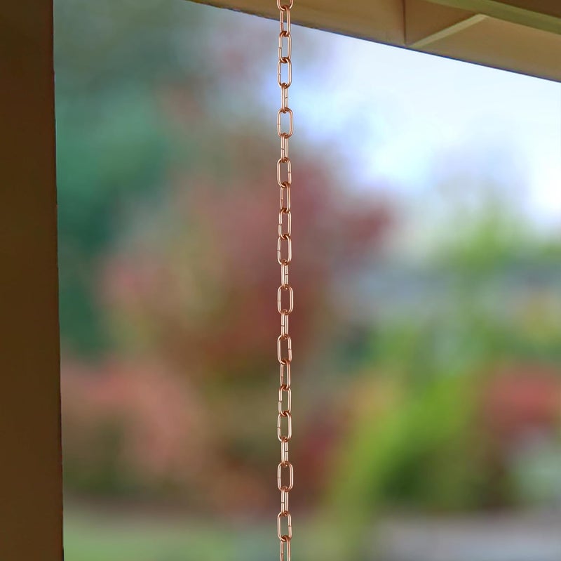 Monarch Rain Chains Aluminum Traditional Link Rain Chain, 8.5 ft Powder Coated with Brushed Copper Finish Aluminum Decorative Rain Catcher Chain for Gutters, Aluminum Rain Gutter Replacement Downspout - Image 5