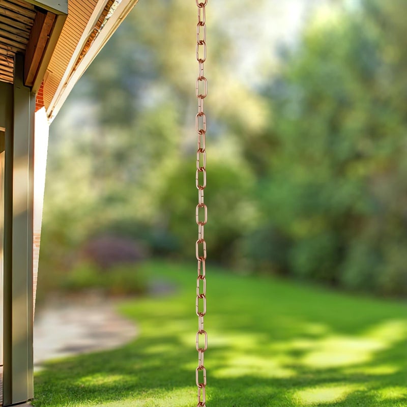 Monarch Rain Chains Aluminum Traditional Link Rain Chain, 8.5 ft Powder Coated with Brushed Copper Finish Aluminum Decorative Rain Catcher Chain for Gutters, Aluminum Rain Gutter Replacement Downspout - Image 2