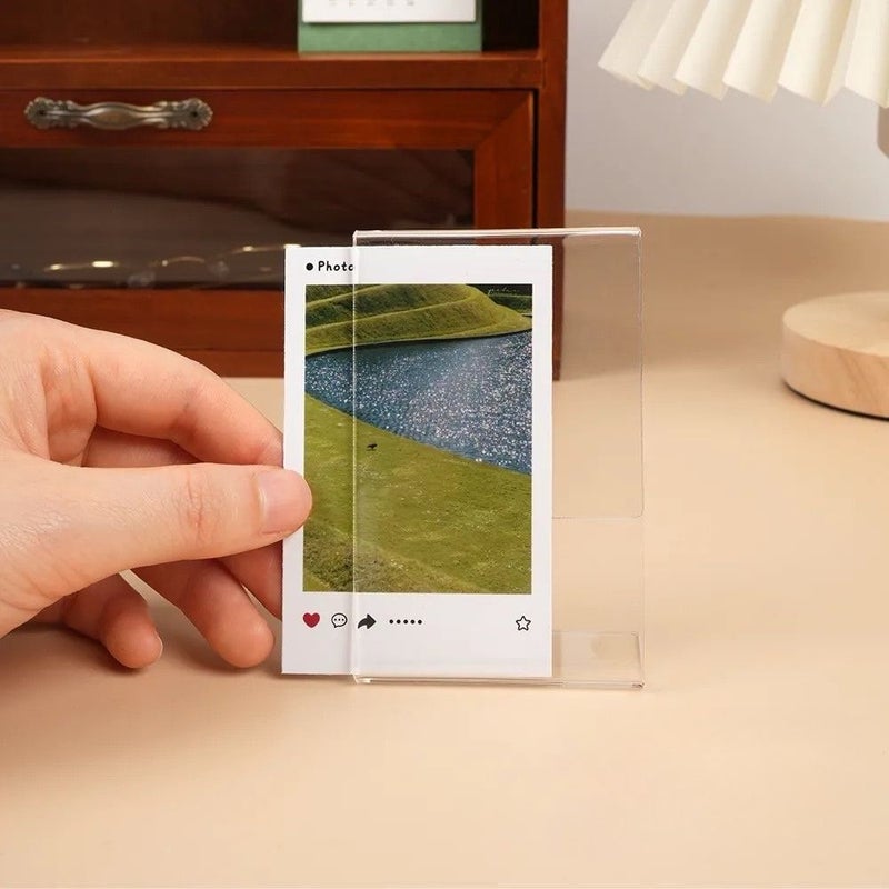 Transparent Acrylic 5pcs Photo Frame Set Desktop Display Stand 3 Inch Mosaic Tiles - Image 2