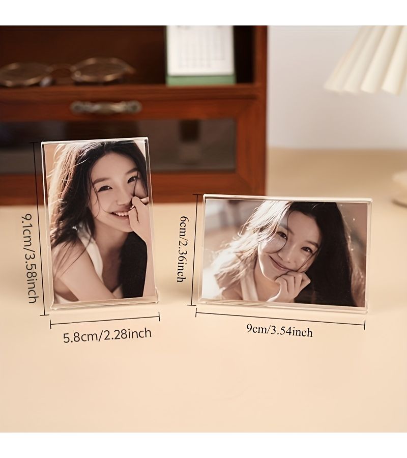 Transparent Acrylic 5pcs Photo Frame Set Desktop Display Stand 3 Inch Mosaic Tiles - Image 3