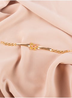 Chinese Gold Bracelet With Multi Colored Zirconic Butterfly