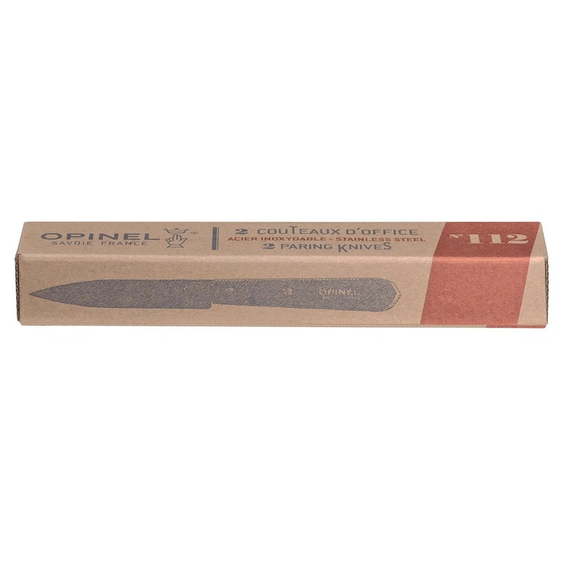 أوبينيل Opinel رقم 112 سكاكين التقشير، مجموعة مكونة من قطعتين، Sandvik 12C27، سكاكين إعداد للاستخدام اليومي من الفولاذ لتقطيع وتقشير وتقطيع وتشذيب ومقابض خشب الزان المحصودة بشكل مستدام مصنوعة في فرنسا - Image 2