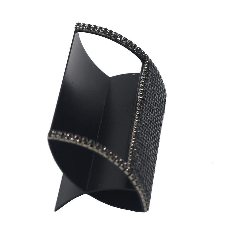 Bestbling Bling Aluminum Business Card Holder for Desk Business Card Display Rhinestone Business Card Stand Desktop Business Card Holders (Black) - Image 3