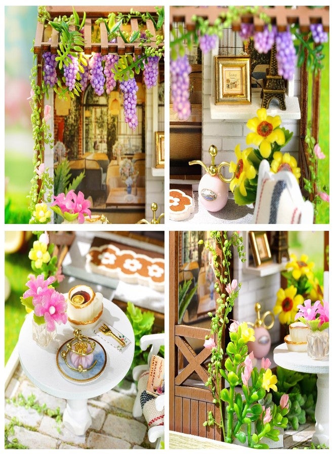 CUTEROOM DIY Miniature House Kit, Tiny Flower Dollhouse with Dust Cover, Mini Wooden Dollhouse for Adults to Build, Gift for Women Girls - Image 5