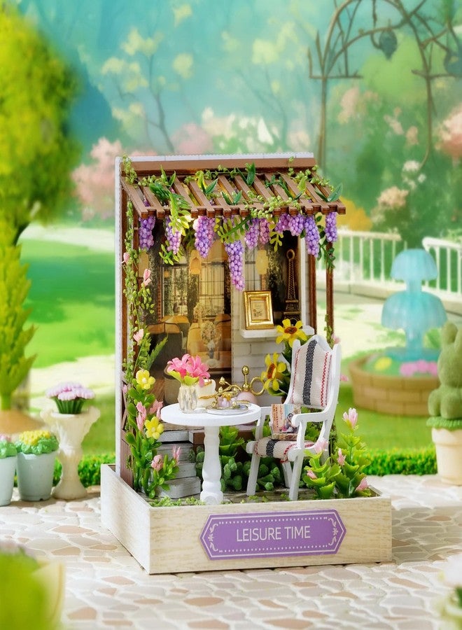 CUTEROOM DIY Miniature House Kit, Tiny Flower Dollhouse with Dust Cover, Mini Wooden Dollhouse for Adults to Build, Gift for Women Girls - Image 4
