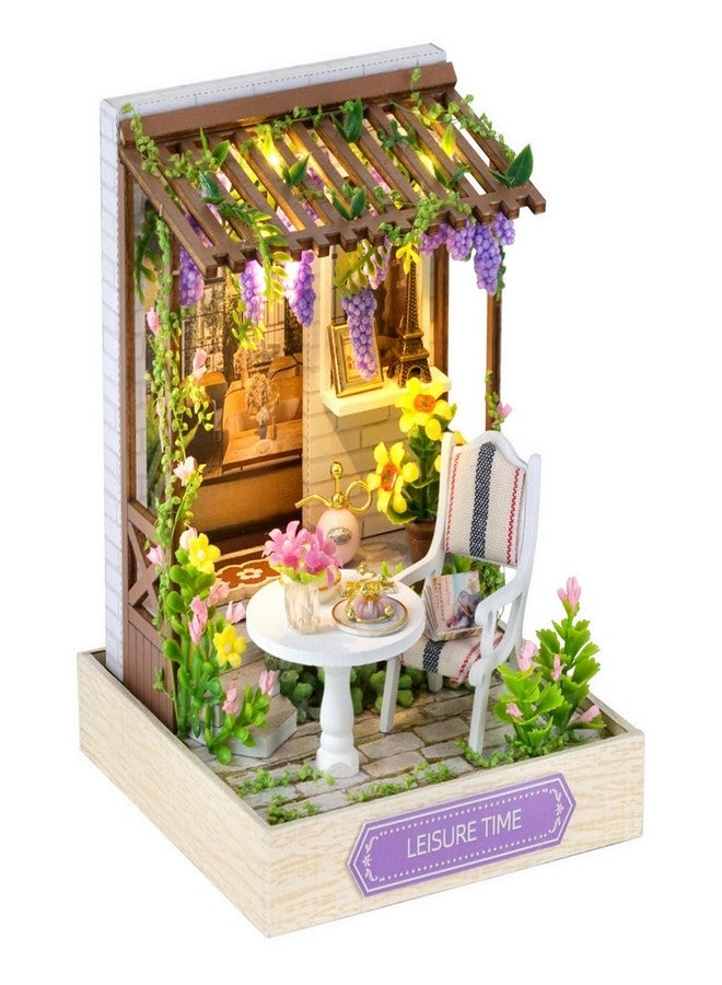 CUTEROOM DIY Miniature House Kit, Tiny Flower Dollhouse with Dust Cover, Mini Wooden Dollhouse for Adults to Build, Gift for Women Girls - Image 1