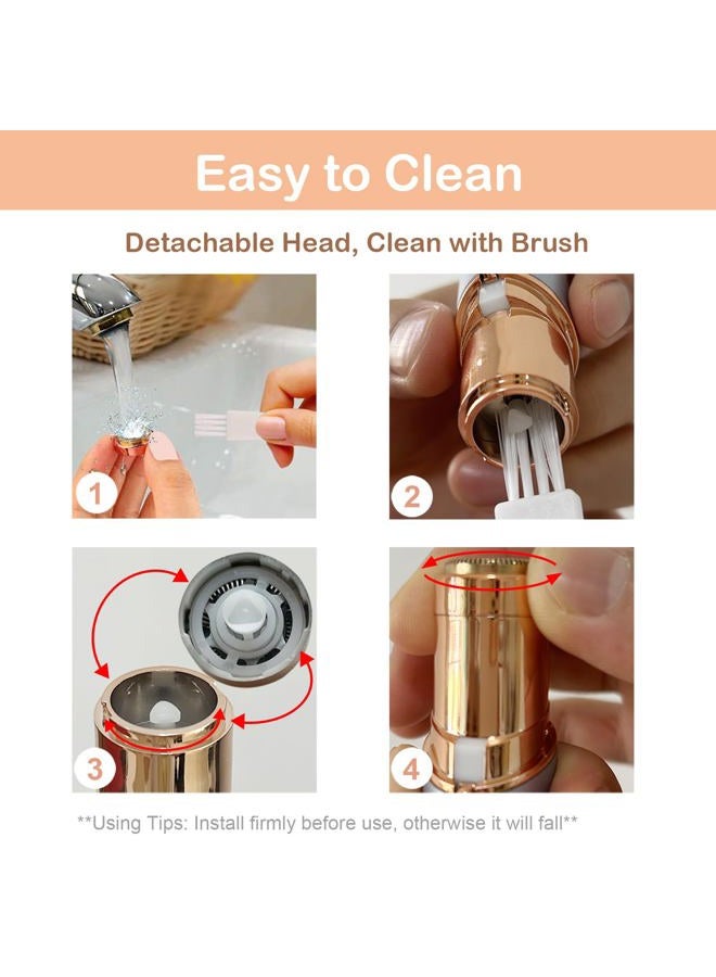 Evolvique Facial Hair Removal Eyebrow Trimmer - Facial Shaver Device 2 in 1 Remover for Face Peach Fuzz Eyebrow Nose Ear Hair Chin Lips Armpit with LED Light Rechargeable for Women Men Travel Size (Gold) - Image 5