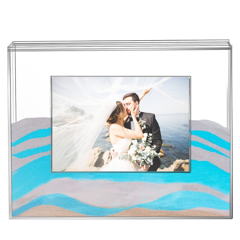 Queekay Wedding Unity Sand Ceremony Photo Frame Clear Acrylic Sand Ceremony Shadow Box with Picture Frame for Wedding Decorations Home Decor Keepsake Classic Style