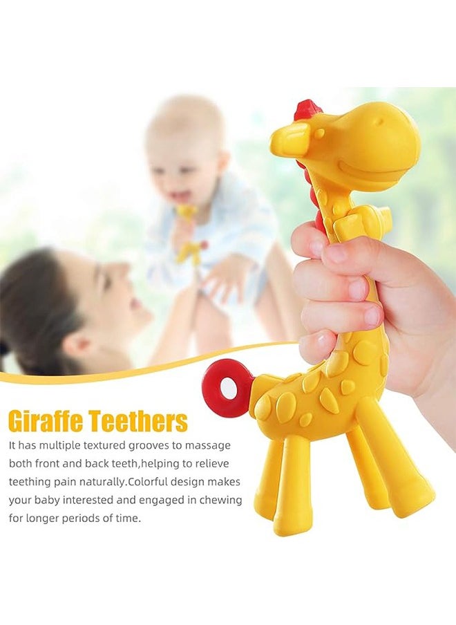 Kissy Baby 2PCS Baby Teether Toy for 3 Months Above Infant Sore Gums Pain Relief and Baby Shower (Yellow)  - Image 2