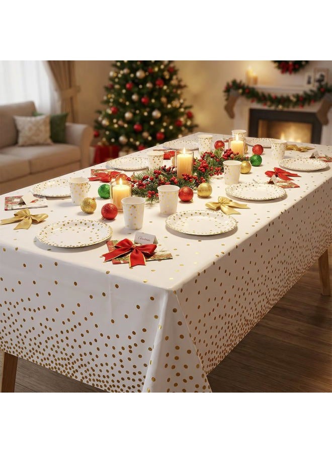 hapray 201PCS Polka Gold Dots Party Supplies Party Tableware, (50 Guests) Paper Plates, Napkins Cups, Tablecloth, for Baby Shower Birthday Bridal Shower Weddings Anniversary Decorations - Image 2