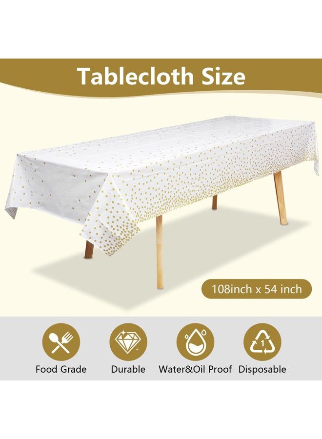 hapray 201PCS Polka Gold Dots Party Supplies Party Tableware, (50 Guests) Paper Plates, Napkins Cups, Tablecloth, for Baby Shower Birthday Bridal Shower Weddings Anniversary Decorations - Image 4