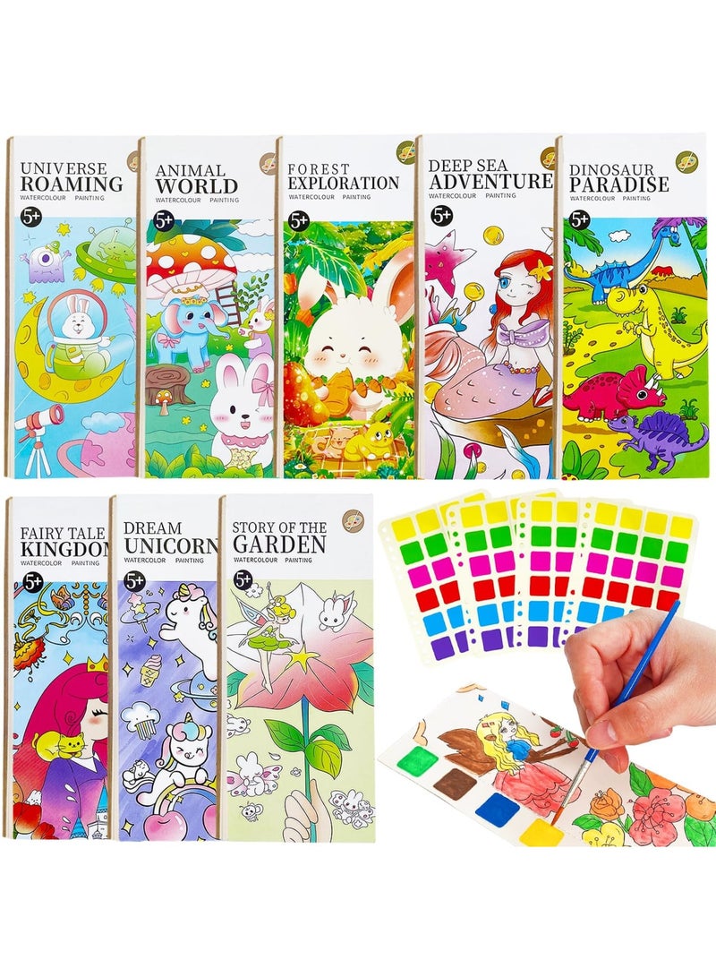 SYOSI 8Pack Pocket Watercolor Painting Book, Painting Watercolor Bookmarks, Watercolor Painting Paper Set for Kids, Travel Pocket Watercolor Kit with Paints, Birthday, Children's Day Gifts for Kids - Image 1