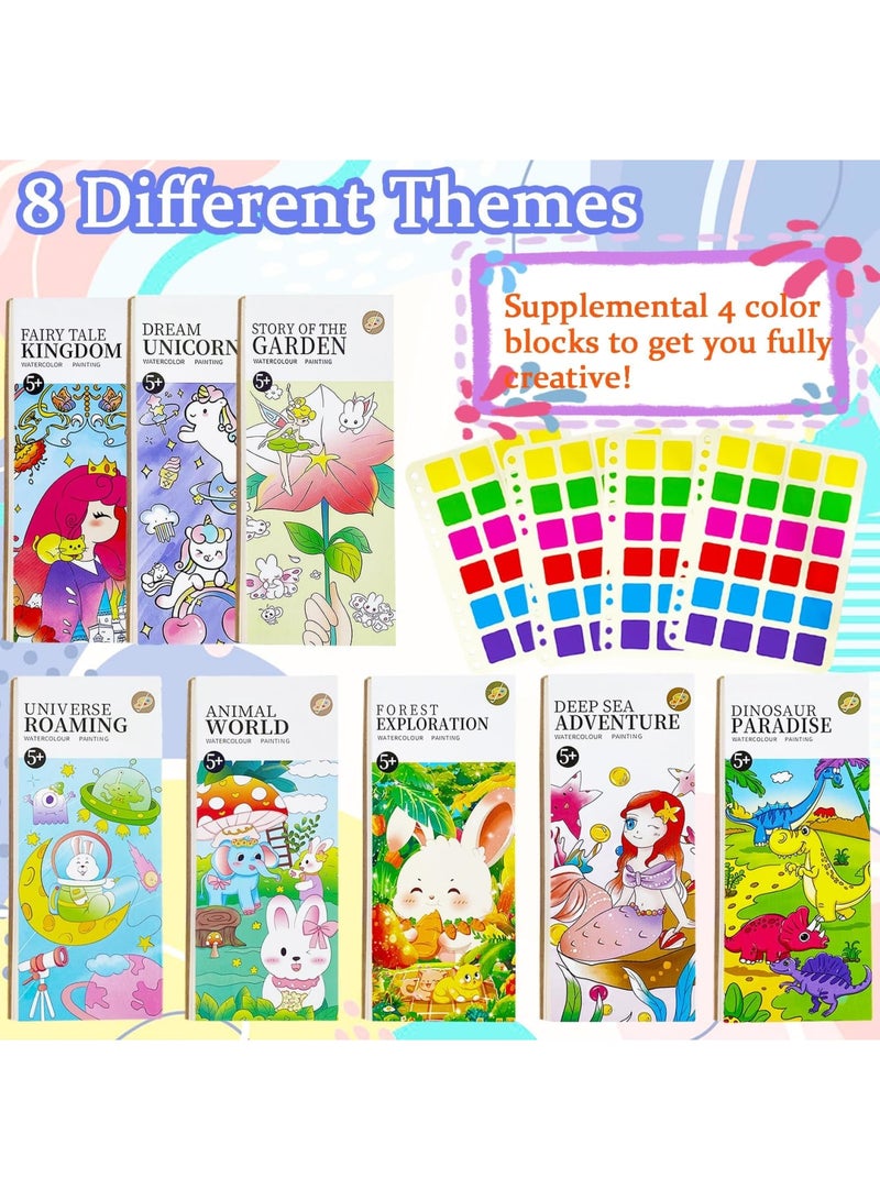 SYOSI 8Pack Pocket Watercolor Painting Book, Painting Watercolor Bookmarks, Watercolor Painting Paper Set for Kids, Travel Pocket Watercolor Kit with Paints, Birthday, Children's Day Gifts for Kids - Image 2