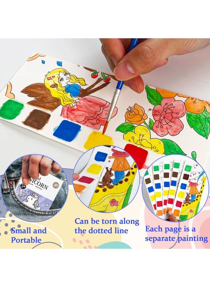 SYOSI 8Pack Pocket Watercolor Painting Book, Painting Watercolor Bookmarks, Watercolor Painting Paper Set for Kids, Travel Pocket Watercolor Kit with Paints, Birthday, Children's Day Gifts for Kids - Image 3