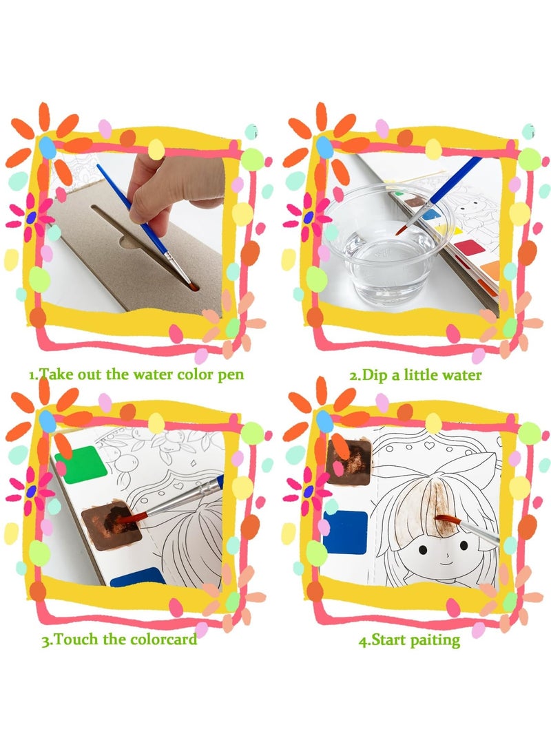 SYOSI 8Pack Pocket Watercolor Painting Book, Painting Watercolor Bookmarks, Watercolor Painting Paper Set for Kids, Travel Pocket Watercolor Kit with Paints, Birthday, Children's Day Gifts for Kids - Image 4