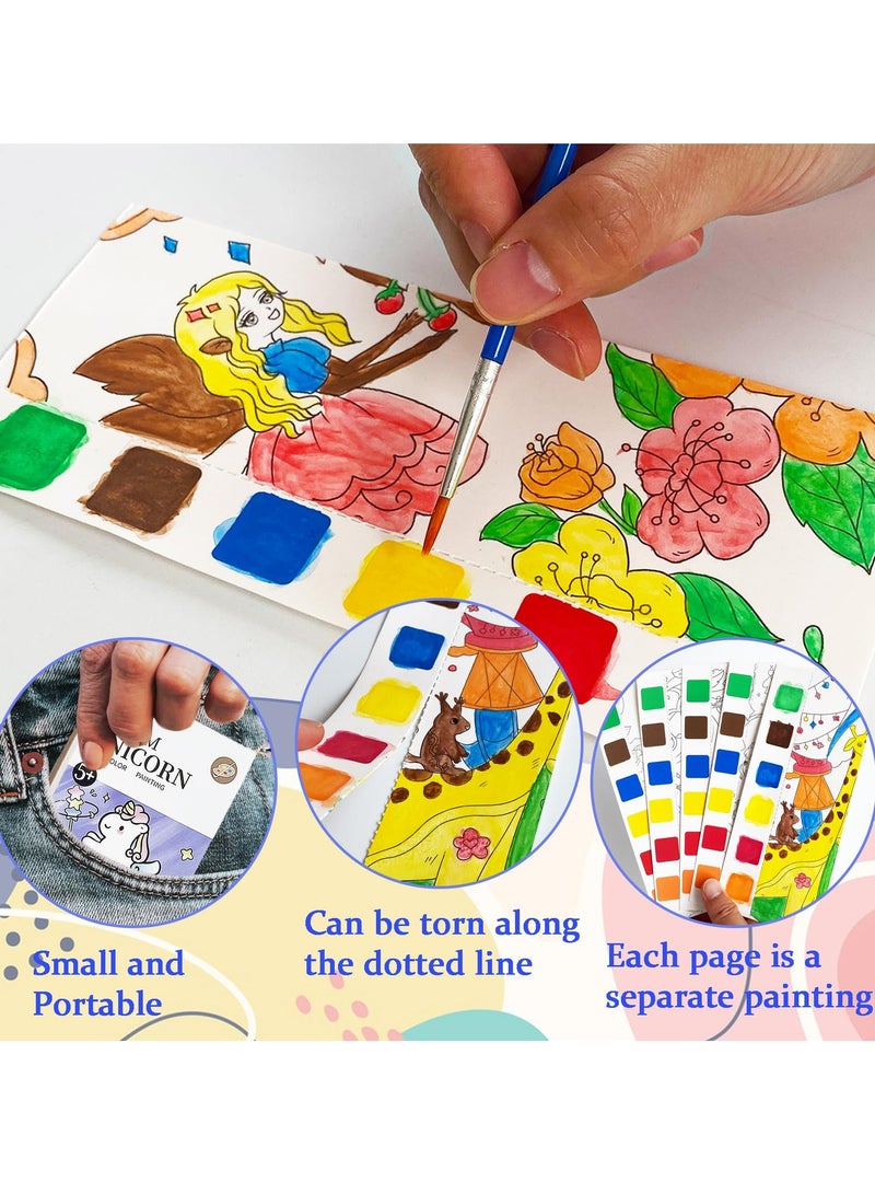 SYOSI 8Pack Pocket Watercolor Painting Book Painting Watercolor Bookmarks Watercolor Painting Paper Set for Kids Travel Pocket Watercolor Kit with Paints Birthday Children's Day Gifts for Kids  - Image 3