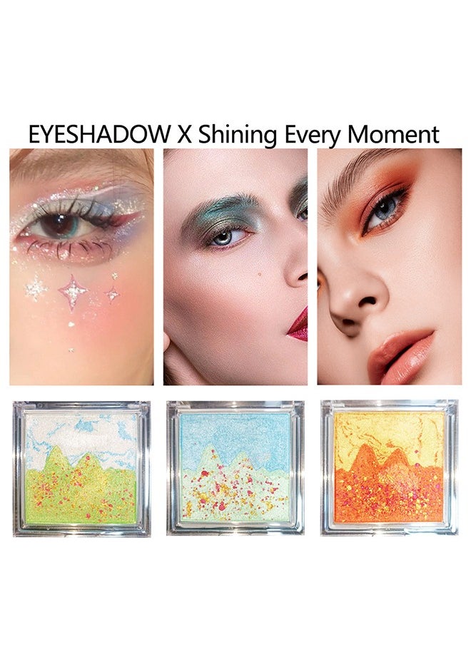 Misiou Beauty Landscape eyeshadow tray, waterproof, color, pearl, stage, white clouds blue sky green grassland #01  - Image 3