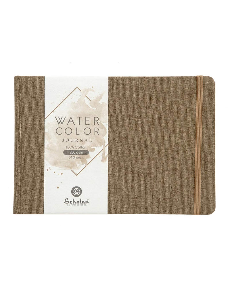 Scholar A5 Watercolour Journal (200 GSM 100% Cotton) (Khakhi) - Image 1