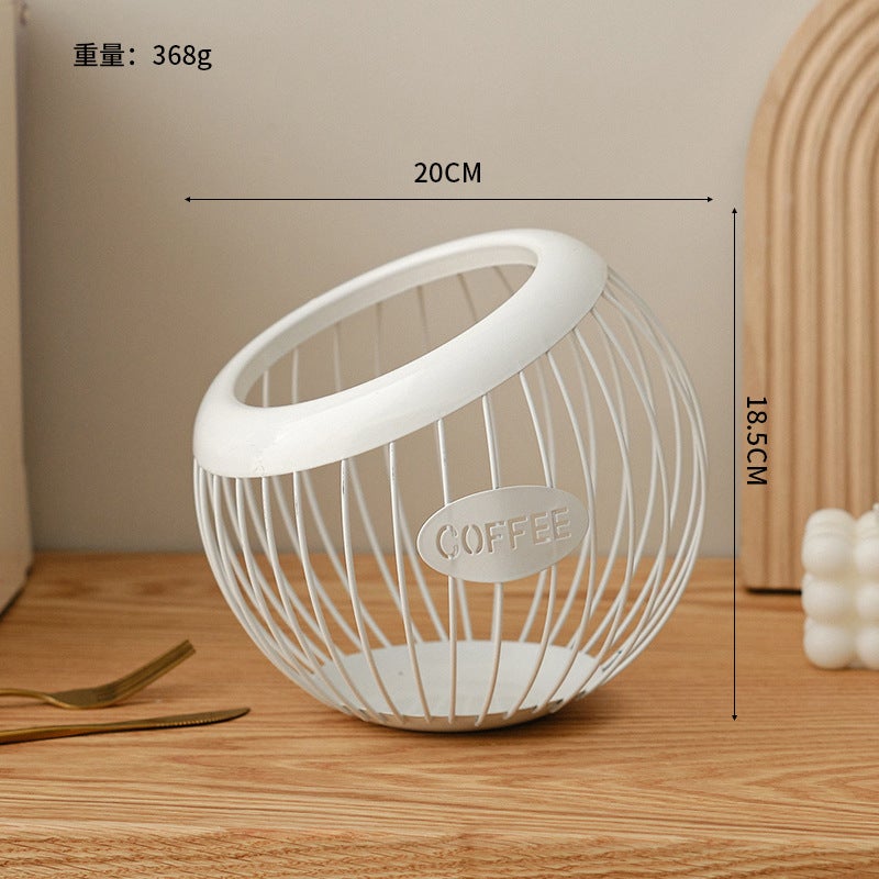 Border Wrought Iron Fruit Basket Coffee Capsule Storage Basket for Desktop Decoration, Snacks, Dried Fruits, and Sweets