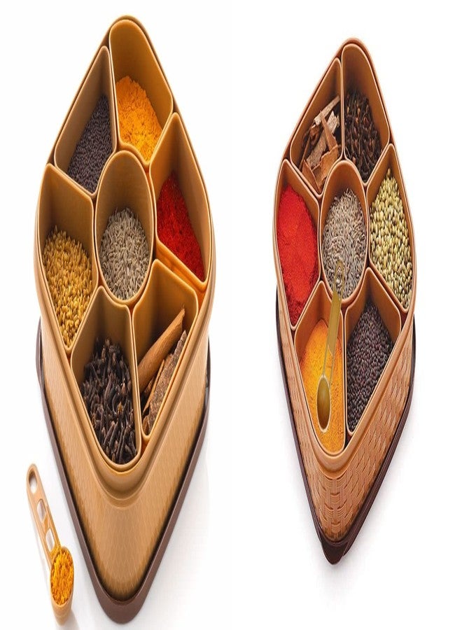 OMORTEX 7 IN 1 Elegant Masala Box and Spice Containers (Pack Of 2) - Image 1