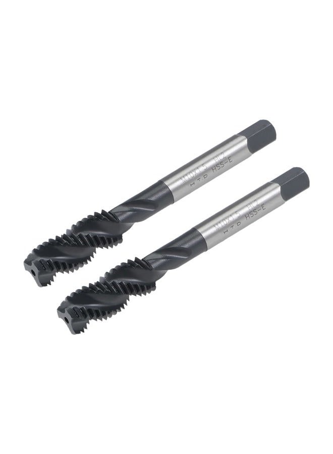 uxcell M10 x 1.5 Spiral Flute Thread Tap, Metric Machine Threading Tap HSS Nitriding Coated, Round Shank with Square End, H2 Tolerance, 2pcs - Image 1
