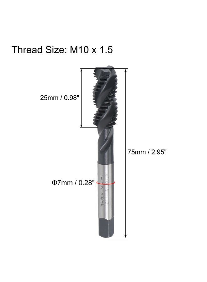 uxcell M10 x 1.5 Spiral Flute Thread Tap, Metric Machine Threading Tap HSS Nitriding Coated, Round Shank with Square End, H2 Tolerance, 2pcs - Image 2