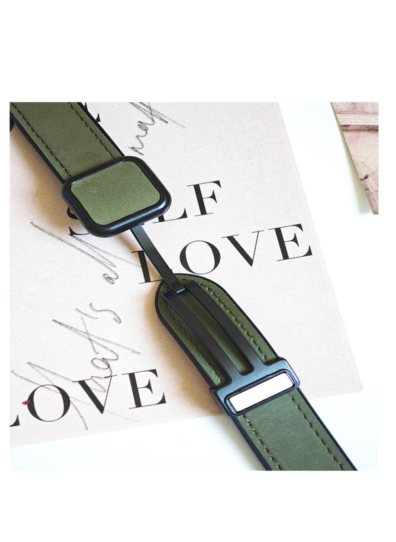 MOCOM - Crazy Horse Pattern Silicone Leather Square Buckle Magnetic Foldable  Watch Strap for Apple Watch Ultra 2, Series 9, Ultra, Series 8/7 - 42mm 44mm 49mm - Image 1
