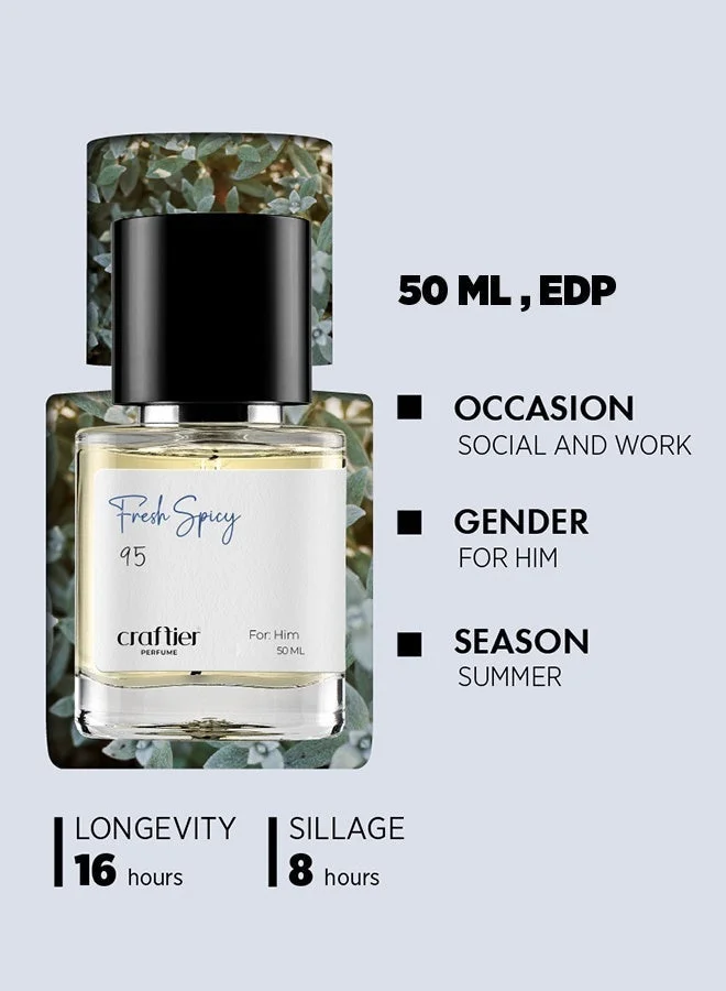 Craftier Perfume Inspired-K FRESH SPICY - Inspired of-K, Eau De Parfum for Men - 50ml, Long Lasting Aromatic Fragrance Upto 16 Hrs, Travel Size Men's Perfume for Men | Best Price UAE