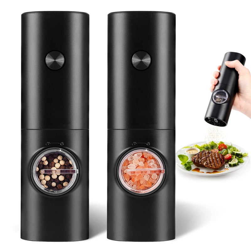 Electric Salt and Pepper Grinder Set Salt Mill Battery Powered Automatic Pepper Mill Ceramic Grinder with Adjustable Coarseness LED Light Refillable One Hand Operation set