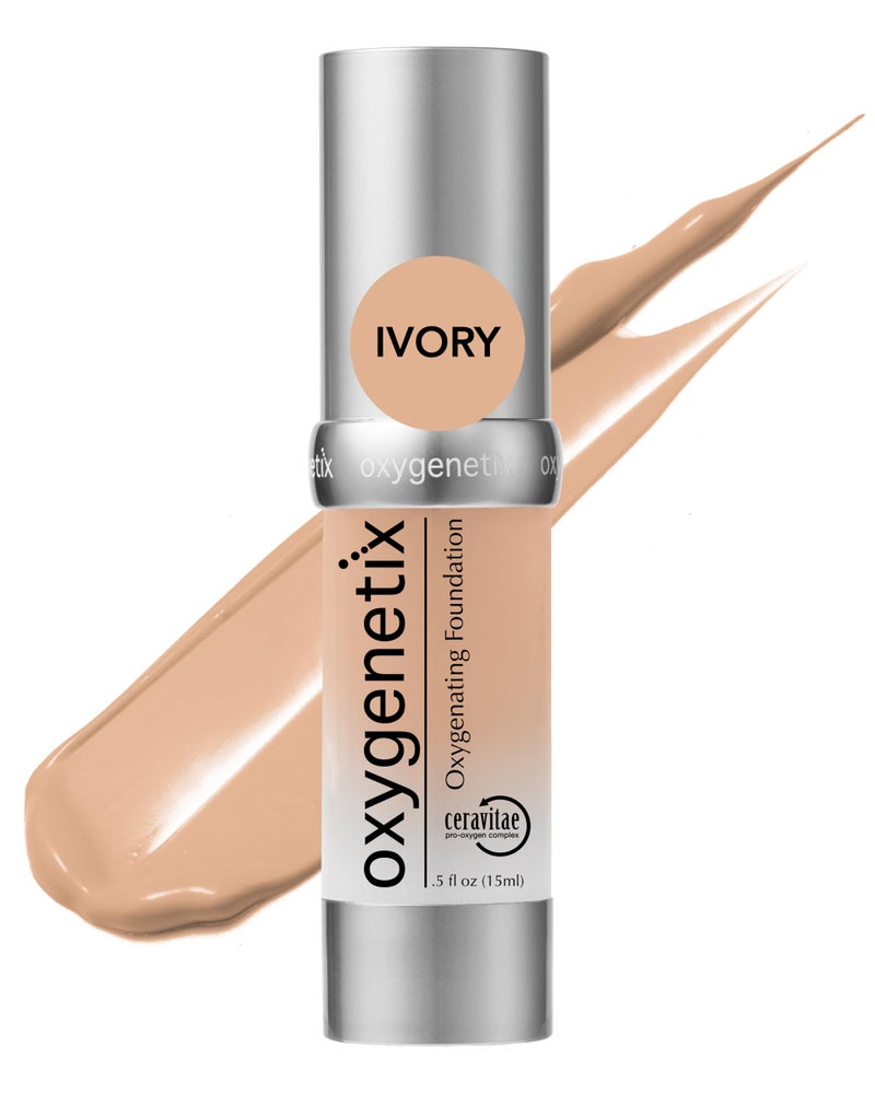 Oxygenetix Oxygenating Foundation Ivory Breathable Makeup for Face Buildable Coverage with Weightless Feel Longwear Foundation for Women Safe for Sensitive or LaserTreated Skin
