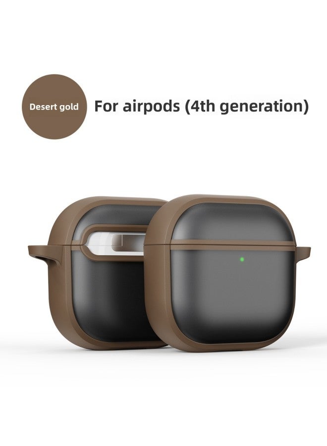 Loquat Suitable For Airpods 4 Generation Skin Feeling Frosted Bluetooth Headset Protective Cover AirPods3/2 Generation Drop-proof Earpiece Case-Color:Desert Gold 【without Lanyard】-Applicable Models:Airpods - Image 5