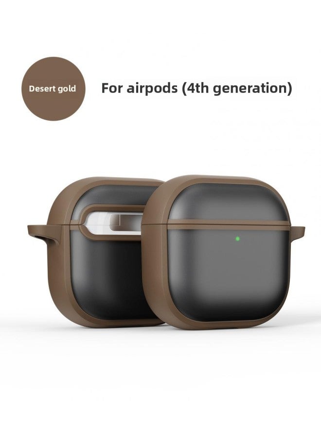 Loquat Suitable For Airpods 4 Generation Skin Feeling Frosted Bluetooth Headset Protective Cover AirPods3/2 Generation Drop-proof Earpiece Case-Color:Desert Gold 【without Lanyard】-Applicable Models:Airpods - Image 1