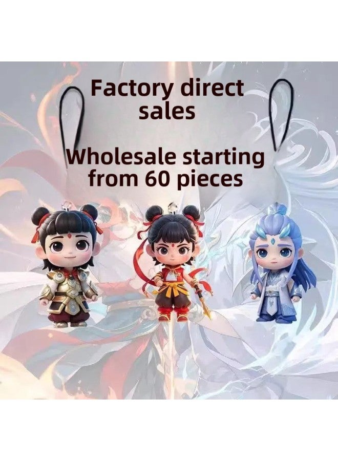 Of Nezha Devil Child Naohai Peripheral Keychain Cute Nezha Pendant Ao C CP Series Mobile Phone Pendant-Colour: 3 Pieces Each Of Three Styles  - Image 3