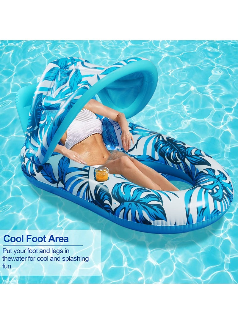 VUCATIN Pool Floats Adult Inflatable Swimming Pool Floats Lounger Chair with Canopy and Two Cup Holder Heavy Duty Pool Float Beach Pool Party Toys - Image 4