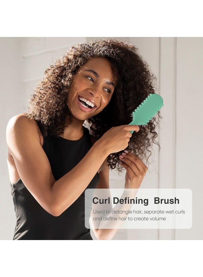 AM 8:00 AM8:00 Curl Defining brush - 9 Row Premium styling Brush for Curly Hair, Curl Brush Enhances Curl Definition and Separation, Defined Curls,Styling Tool for Men and Women (Green) - Image 2