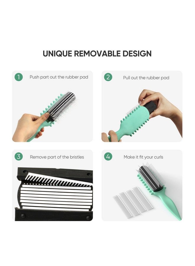 AM 8:00 AM8:00 Curl Defining brush - 9 Row Premium styling Brush for Curly Hair, Curl Brush Enhances Curl Definition and Separation, Defined Curls,Styling Tool for Men and Women (Green) - Image 5