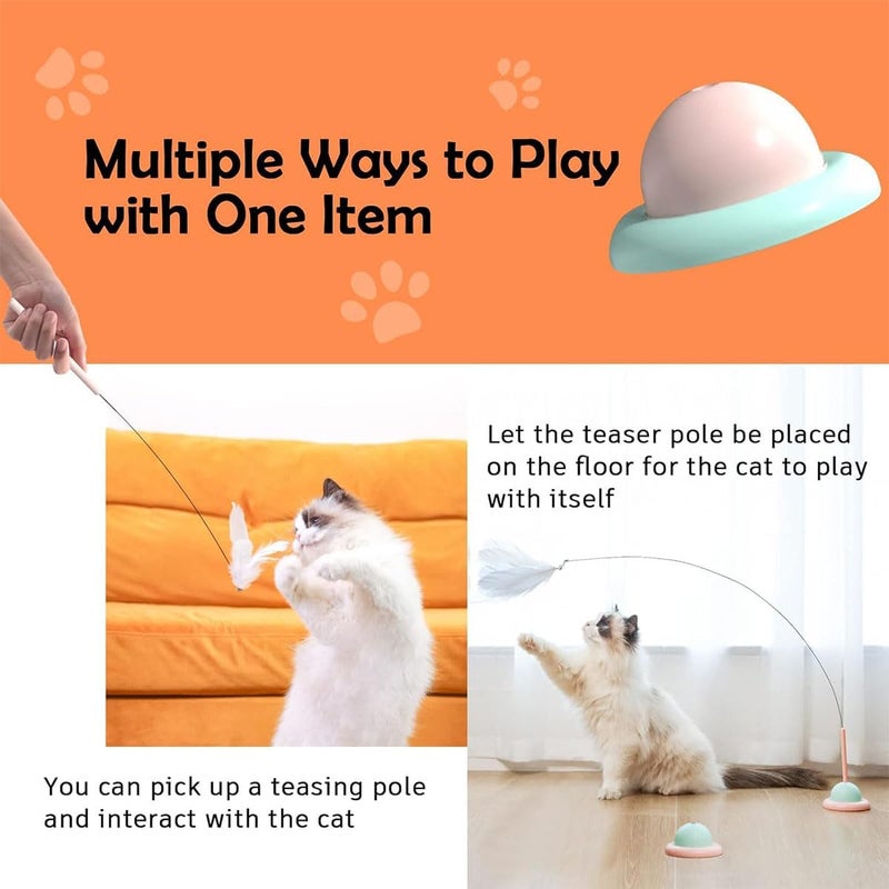 NeoStyle Cat Feather Toys,Cat Wand Toy with Powerful Suction Cup,Interactive Cat Toy Detachable Feather Replacements with Bell for Indoor Cats (Lemon Yellow, Cat Teaser Toy with Suction Cup) - Image 3