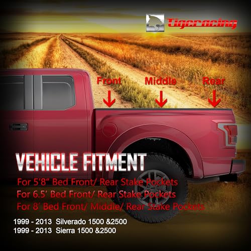 Tigeracing Tie Down Anchors Retractable Truck Bed Top Side D Ring Compatible with 1999-2013 Silverado & Sierra 1500 2500 - All Metal 3000 LBS Capacity of 2 - Image 2