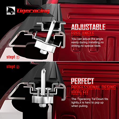 Tigeracing Tie Down Anchors Retractable Truck Bed Top Side D Ring Compatible with 1999-2013 Silverado & Sierra 1500 2500 - All Metal 3000 LBS Capacity of 2 - Image 5