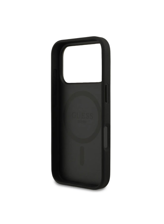 GUESS iPhone 17 Pro and 17 Pro Max Case - Guess MagSafe PU Leather With Peony Hot Stamp Design With Classsic Logo - Image 5