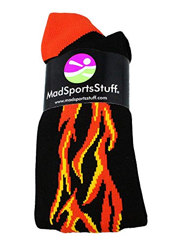 MadSportsStuff Flame Soccer Style Socks (Black/Orange/Gold, Small) - Image 2