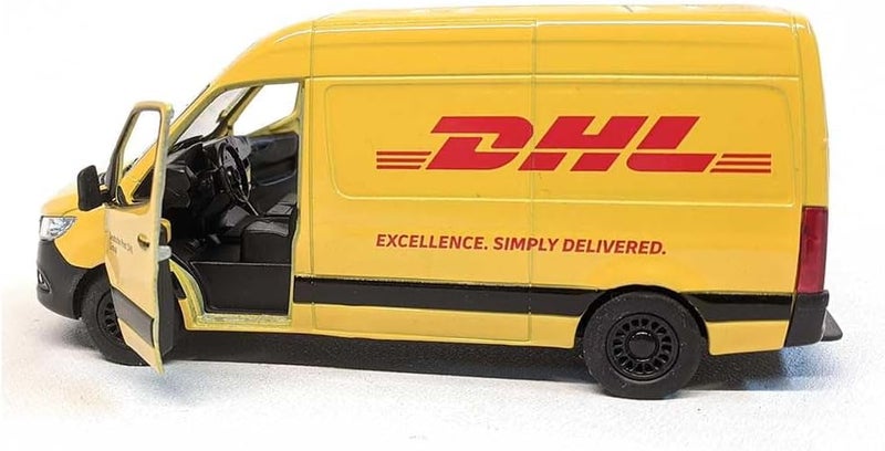 كين سمارت - سيارة نقل بضائع من طراز مرسيدس-بنز سبرينتر، إصدار DHL، مقياس 1:48، نموذج معدني مصبوب، مزود بآلية سحب للتحريك - Image 2