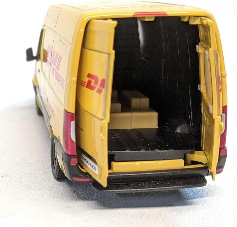 كين سمارت - سيارة نقل بضائع من طراز مرسيدس-بنز سبرينتر، إصدار DHL، مقياس 1:48، نموذج معدني مصبوب، مزود بآلية سحب للتحريك - Image 3