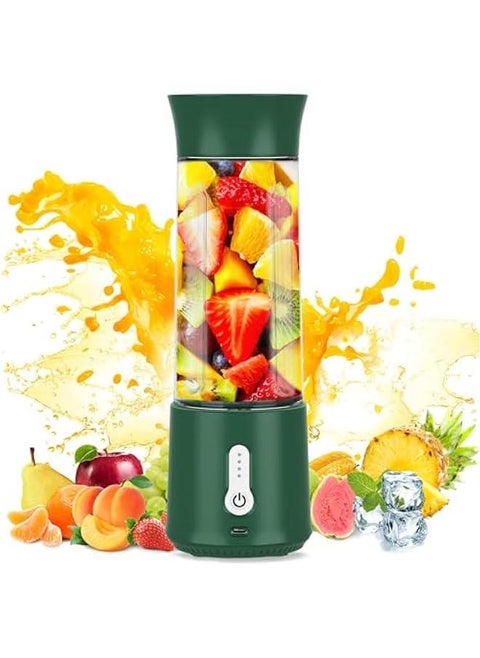 Portable Personal Smoothie Blender  Kitchen Juicer Cup with USB  Single Fruit Shake Smoothies Mixer Maker Individual Juice Blenders for Travel Camping 500ML Green)