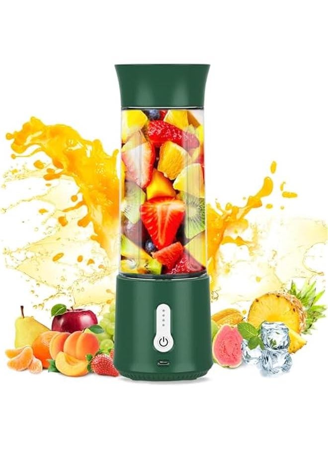MOXO Portable Personal Smoothie Blender  Kitchen Juicer Cup with USB  Single Fruit Shake Smoothies Mixer Maker Individual Juice Blenders for Travel Camping 500ML Green)  - Image 1