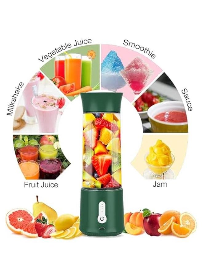 MOXO Portable Personal Smoothie Blender  Kitchen Juicer Cup with USB  Single Fruit Shake Smoothies Mixer Maker Individual Juice Blenders for Travel Camping 500ML Green)  - Image 3