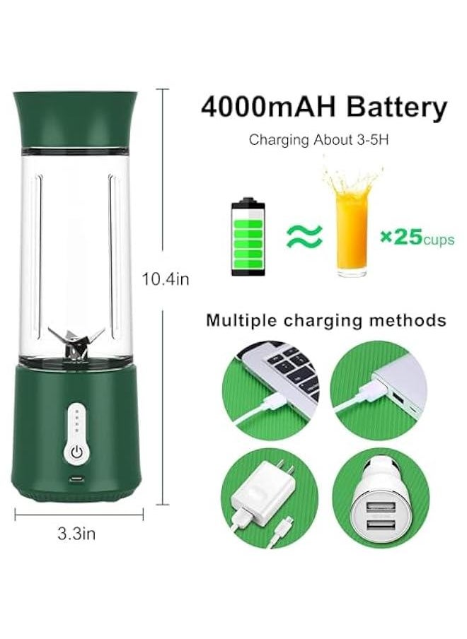 MOXO Portable Personal Smoothie Blender  Kitchen Juicer Cup with USB  Single Fruit Shake Smoothies Mixer Maker Individual Juice Blenders for Travel Camping 500ML Green)  - Image 5
