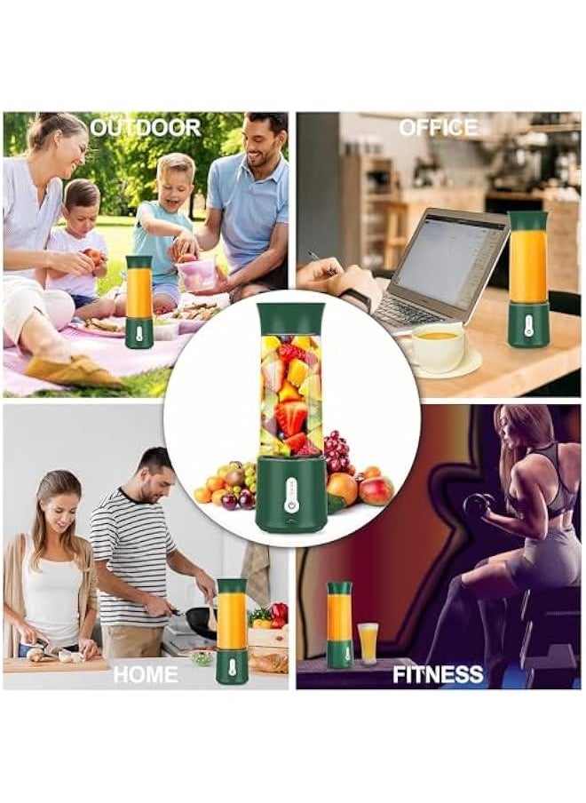 MOXO - Portable Personal Smoothie Blender  Kitchen Juicer Cup with USB  Single Fruit Shake Smoothies Mixer Maker Individual Juice Blenders for Travel Camping 500ML Green) - Image 1